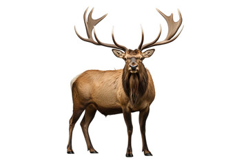 A Robust and Powerful Elk with Impressive Antlers -on transparent background