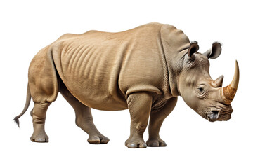 Sturdy Rhinoceros with Horn -on transparent background