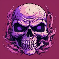 Skull Enveloped in Mysterious Purple Smoke