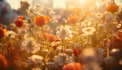 Sunshine of field of flowers