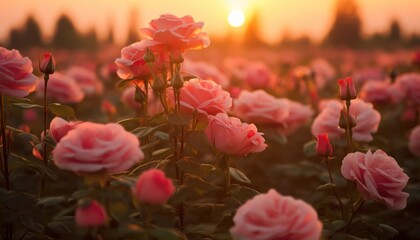 Sunshine of field of flowers