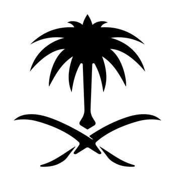 Simple colorable vector Saudi emblem