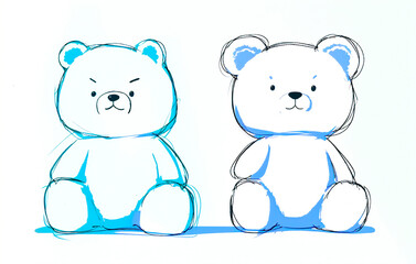 Obraz premium teddy bear family on a white background,