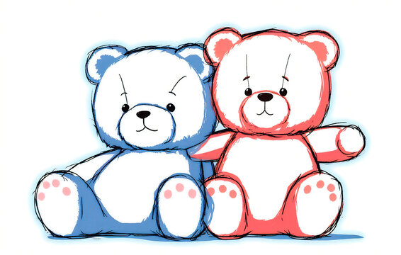 teddy bear family on a white background,
