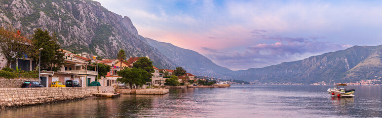 Fototapeta na wymiar Sunrise at the Kotor Bay Montenegro