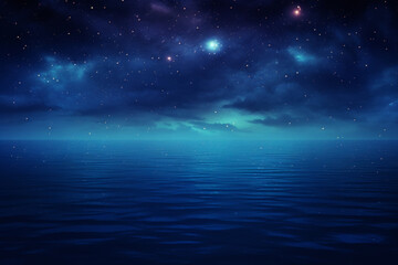 Fototapeta premium The sky and the sea at night Among the stars that shine brightly to be seen at night.
