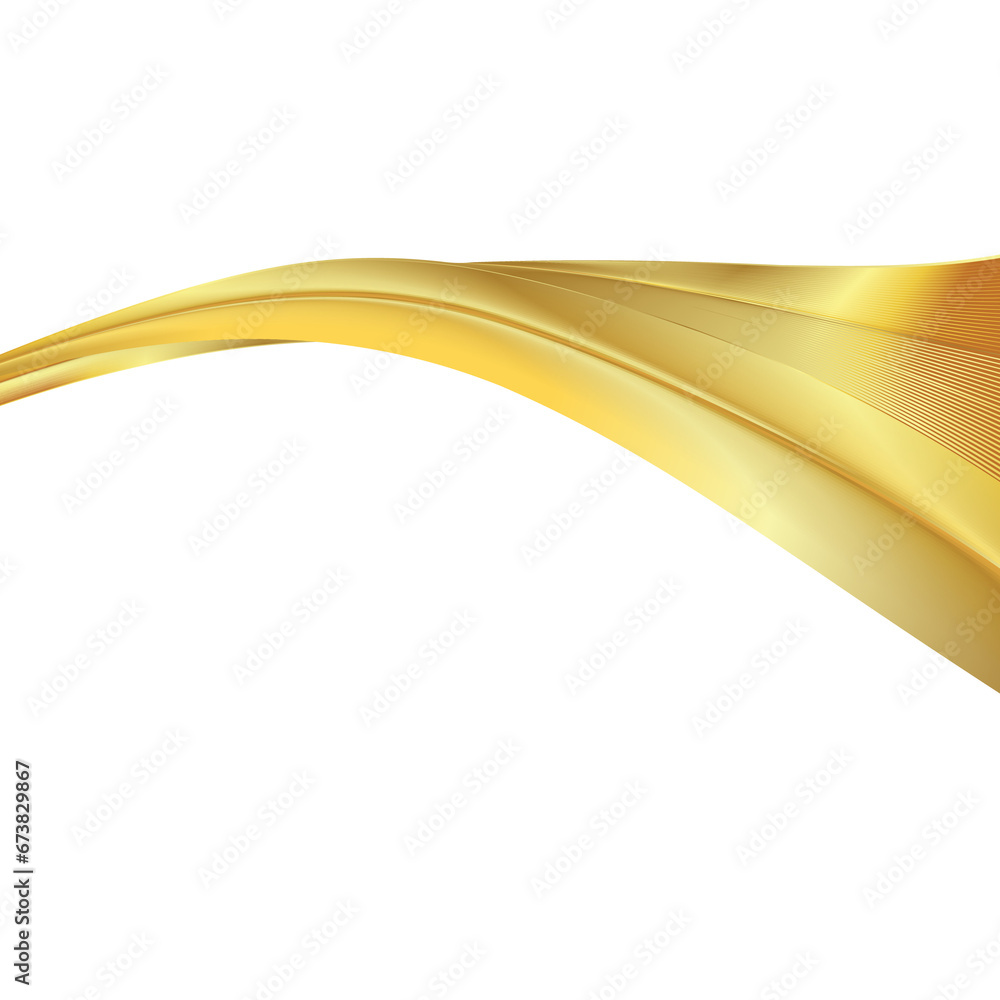 Poster abstract vector wavy lines flowing smooth curve gold gradient color on transparent background shape