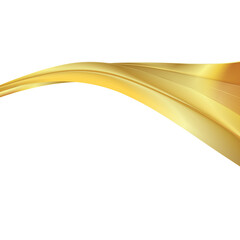 Abstract vector wavy lines flowing smooth curve gold gradient color on transparent background shape
