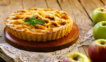 homemade traditional apple pie dessert baking