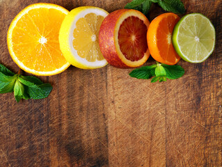 citruses assortment orange, lemon, lime