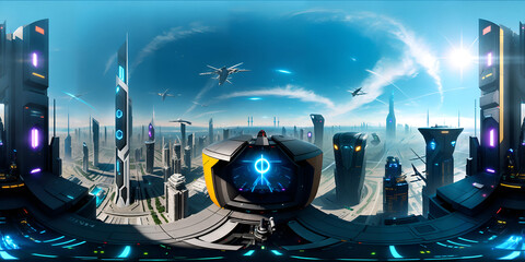 Panaromic Cyberpunk Sky 360 degree - generative ai, üretken, yapay zeka