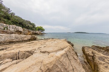 Picture of a deserted section of the Istrian Adriatic coast in summer