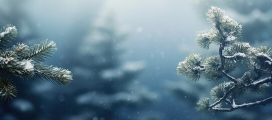 Close-up view of a beautiful tree in Winter covered by heavy snow and ice. Winter seasonal concept.