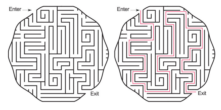 Mazes for kids in circular shape