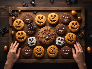 Gingerbread on wood background. Winter holiday concept.