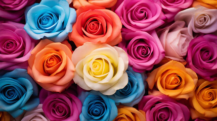 Colorful roses sold at various festivals.