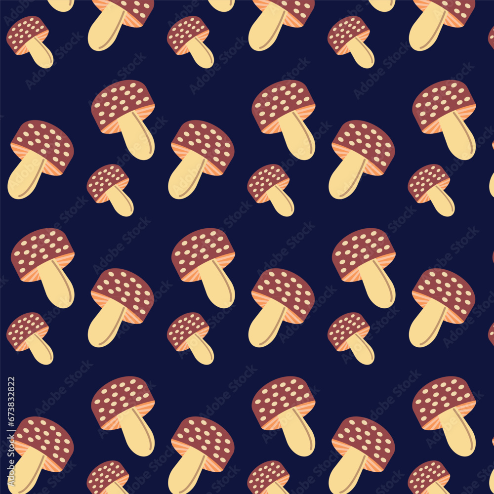 Poster seamless pattern texture with mushroom