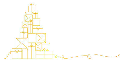 Gift box line art style. Christmas element vector eps 10