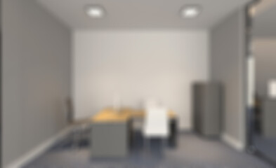 Open space office interior with like conference room. Mockup. 3D. Abstract blur phototography.