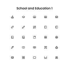 School and Eduction. Level-up your project by using a wonderful outline icons.