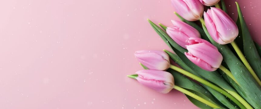 Anamorphic video Mother's day, Holiday, Love, birthday, Easter background. Beautiful tulip flowers background.
