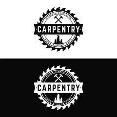 Wood template saw premium logo design with vintage carpentry tools.Logo for business, carpentry, lumberjack, label, badge.