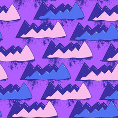 Seamless vector pattern with cute mountains