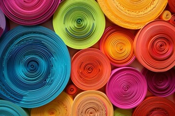 Paper with vibrant spiral circles. Generative AI