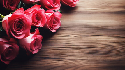 roses set on a wooden floor..