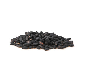 Black sesame seeds isolated on white background