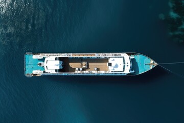 Aerial view of a luxury cruise ship in sea. Vacation travel concept.