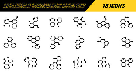 Structure and Substance molecule. Collection of modern molecule outline icons. Molecule or formula icon. Laboratory scientific research. Connected molecules icon. Vector Illustration. EPS 10