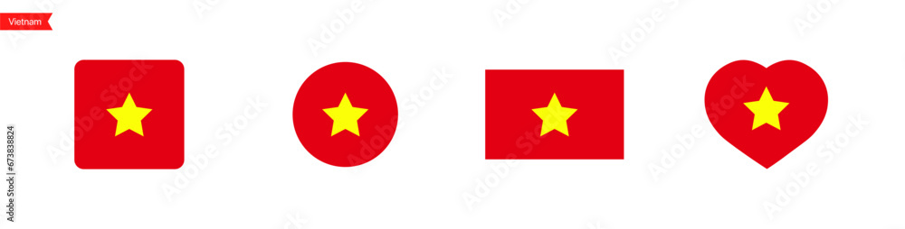 Poster national flag of vietnam. isolated flags for language selection. vietnam flag icons in the shape of 