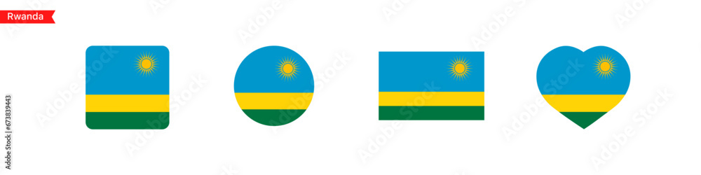 Poster national flag of rwanda. rwanda flag icons for language selection. rwanda flag in the shape of a squ