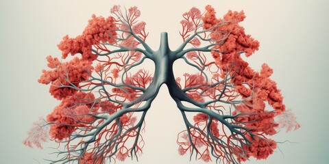 Сreative magical illustration with Tree branches like the Lungs. World No Tobacco Day and Great American Smokeout. Stop smoking and get healthy respiratory organs concept