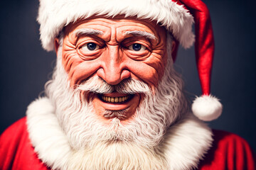 Portrait of a smiling Santa Claus. Christmas and New Year concept.