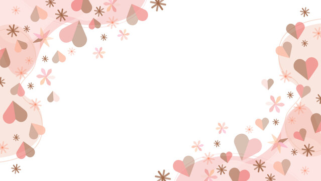 バレンタインに使えるチョコレート色とピンクのハートのベクターフレーム画像