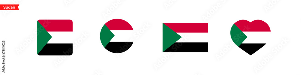 Fototapete national flag of sudan. sudan flag icons for language selection. sudan flag in the shape of a square