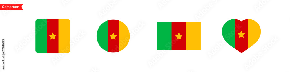Poster national flag of cameroon. cameroon flag icons for language selection. cameroon flag in the shape of