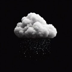white cloud with precipitation in the form of snow and rain on a black background
