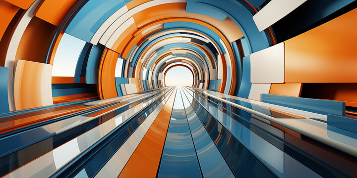 Geometrische Rechtecke in bunten Farben als Hintergrundmotiv f&uuml;r Webdesign im Querformat f&uuml;r Banner, ai generativ