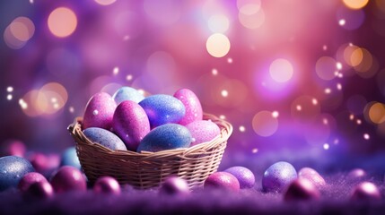 Fototapeta na wymiar Easter Eggs In colorful and Bokeh Effects