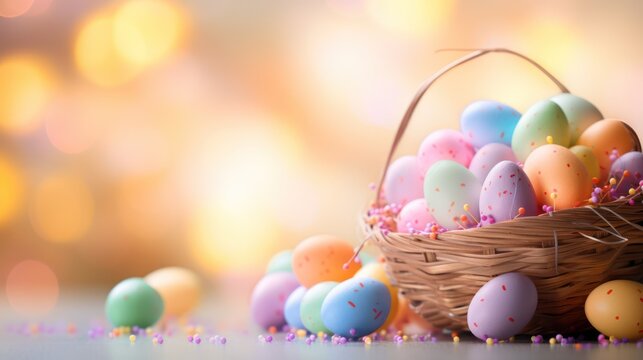 Easter Eggs In colorful and Bokeh Effects