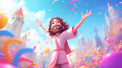 Obraz na płótnie Canvas Jesus with Joy and Laughter