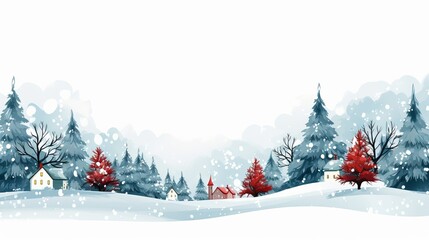 winter landscape with trees,A Christmas background and greeting card illustration featuring a forest of green Christmas trees under a snowfall.