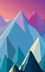 Colorful abstract mountain sunset natural landscape design graphic vector image.