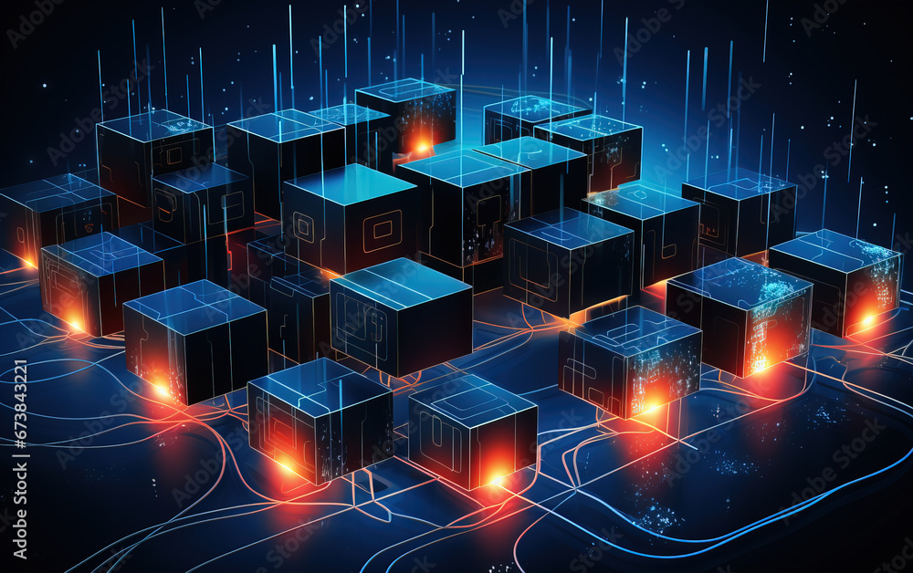 Poster computer network concept illustration,created with generative ai tecnology.