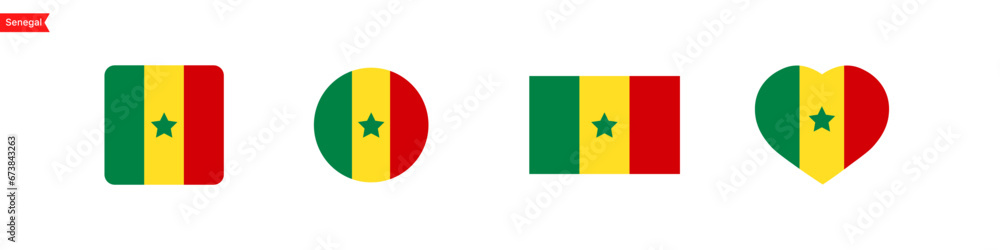 Poster national flag of senegal. flag icons for language selection. senegal flag in the shape of a square, 