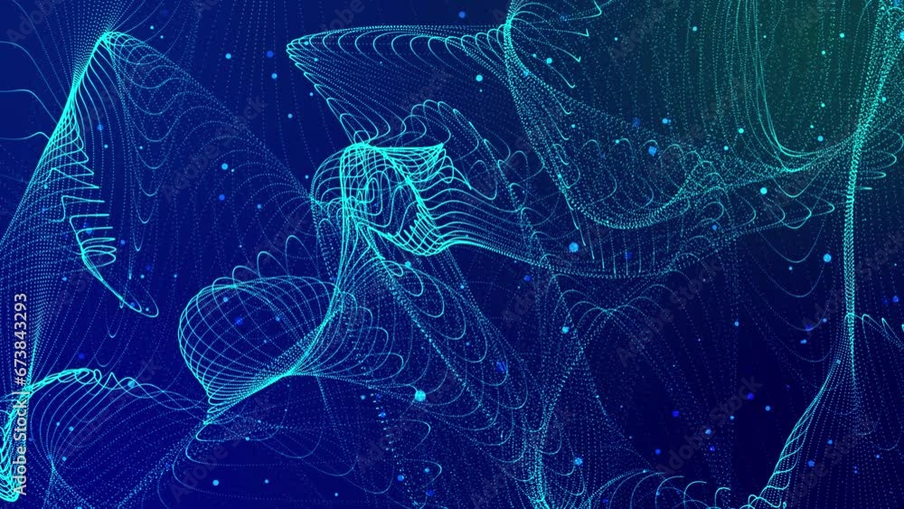 Poster digital technology background. wave of glowing points. futuristic background for presentation design