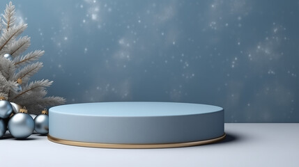 Product Podium | Beauty Mockup Stand | 3D | Holiday | Blue and Silver | Hanukah | 